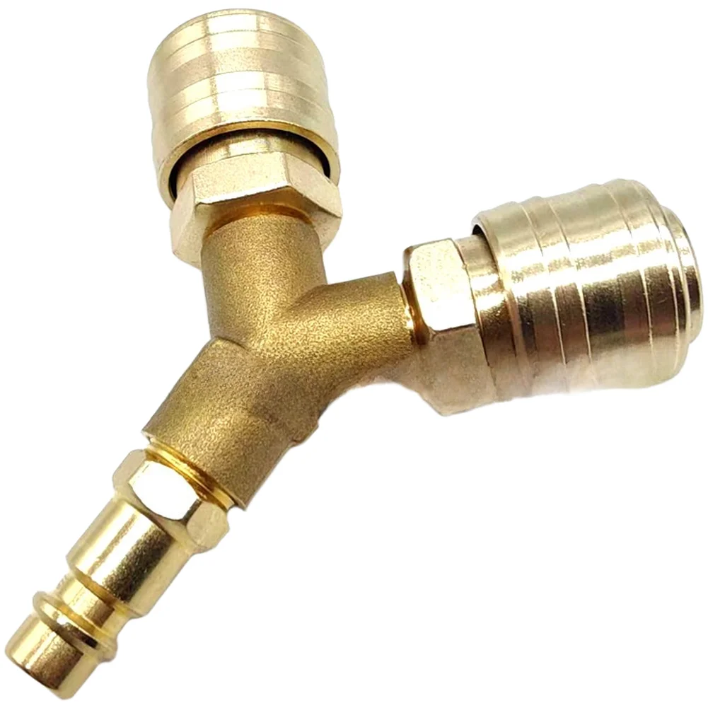 1/4 Inch German Format Pneumatic Tee Coupling Nickel Plated Iron for Air Compressor Systems and Pneumatic Power Transmission