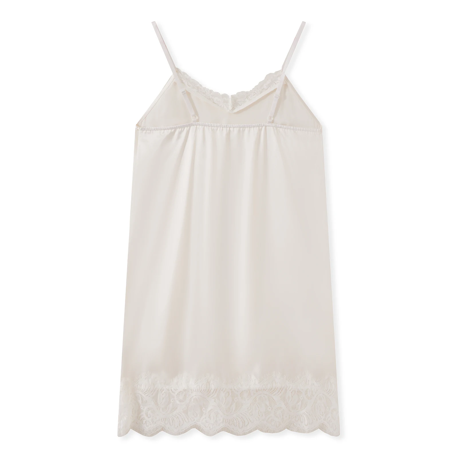 Women Champagne Color Slip Dress Elegant Lace Hem Sleeveless Cami Dress Mini Lingerie Dress