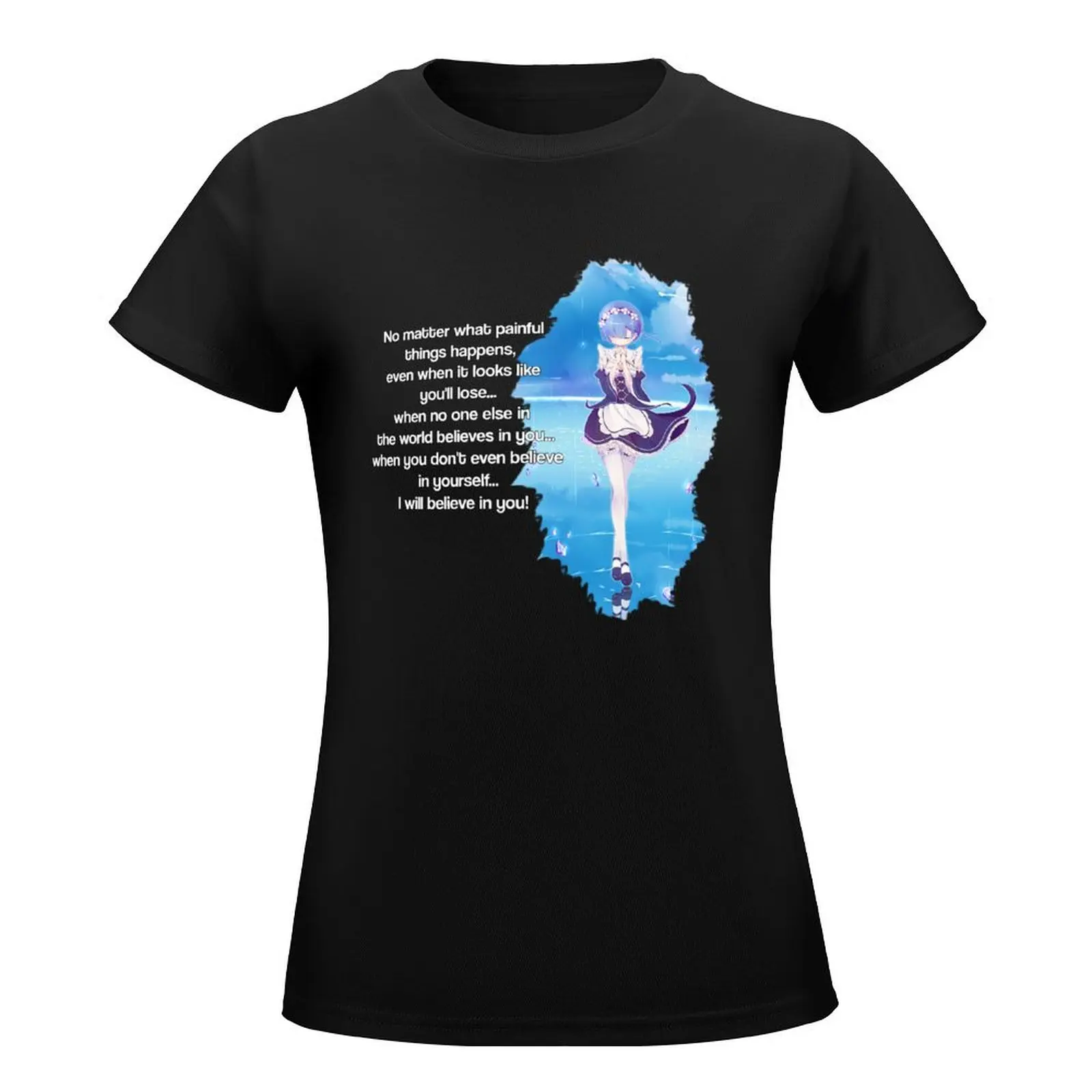 Rem quote - Re:Zero T-Shirt korean fashion tops vintage clothes t-shirt dress for Women plus size