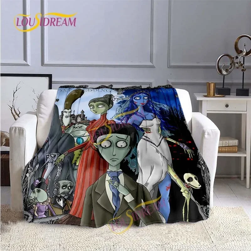 فيلم الرسوم المتحركة تيم بيرتون جثة العروس الحب بطانية المفرش منقوشة السجاد المفرش أريكة المنزل بطانية دافئة بطانية أطفال #6