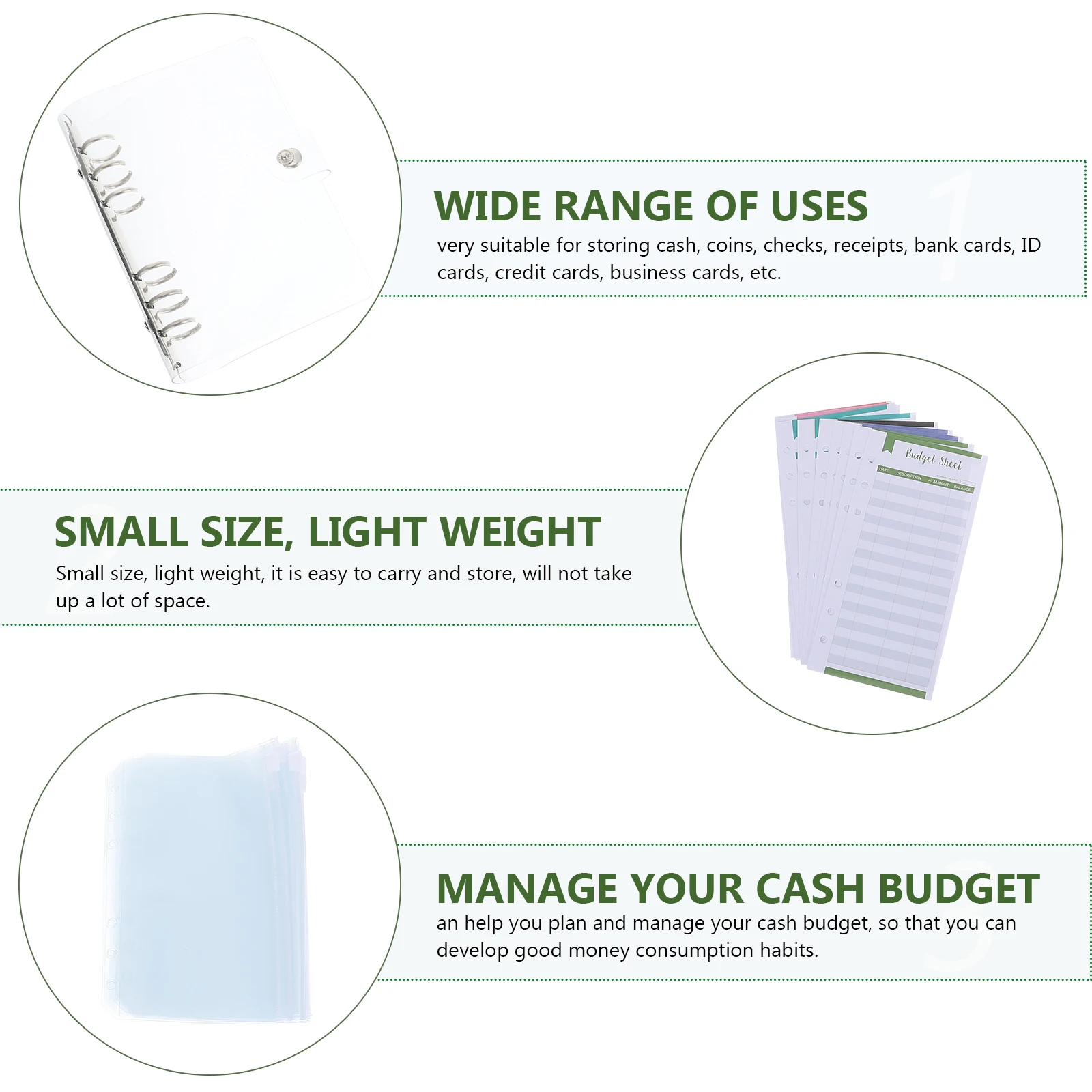 

1 Set Waterproof Cash Management Book Portable Budget Planning Notepad For Coins Checks Receipts Id Cards Business Cards Holder