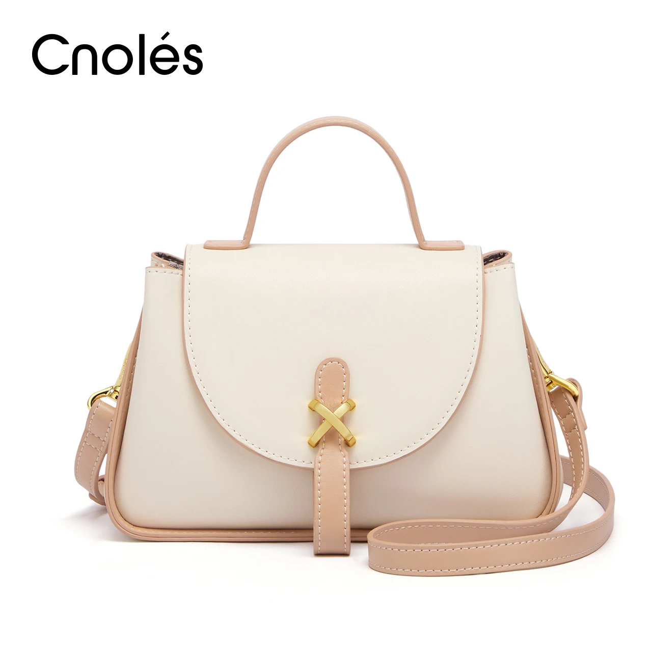 Cnoles-Bolso de hombro de cuero de vaca para mujer, bandolera de lujo, de gran capacidad, a la moda