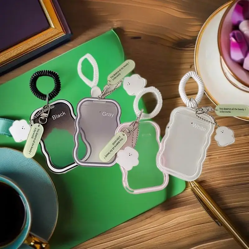 Soft Silicone Card Keeper with Elastic Lanyard; Idol Photo Protecting Keychain Bag Tassel