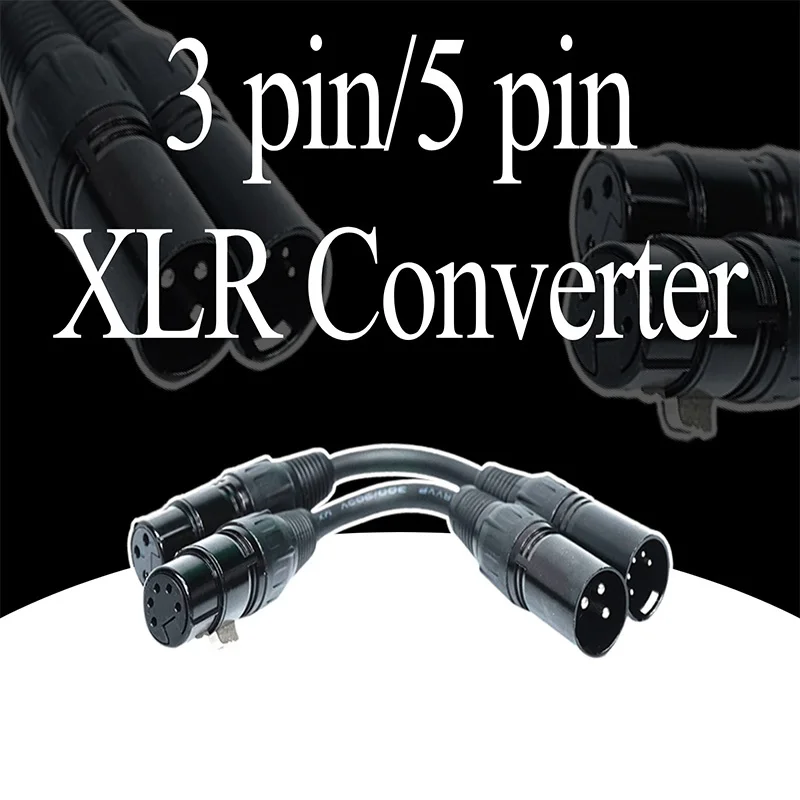 20Pcs/Pack XLR Male 3 Pin to XLR Female 5 Pin & XLR Female 3 Pin to XLR Male 5 Pin Audio Cable for Microphone DMX Stage Light