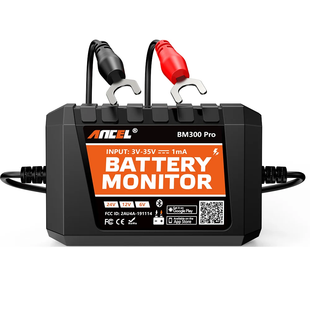 ANCEL BM300 Pro Autobatterietester Batterie-Monitor 6V 12V 24V SOC Batteriezustandsanalysator Lade- und Startsystem-Tester iOS Android