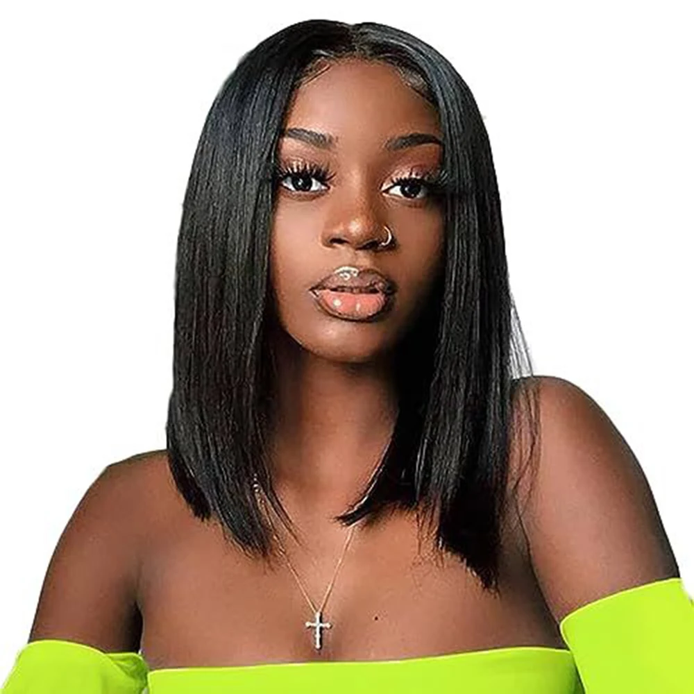 Wear And Go Glueless Bob Wigs Straight Human Hair 4x4 Lace Closure Wigs Brazilian Natural Human Hair Wigs For Women 180% Density