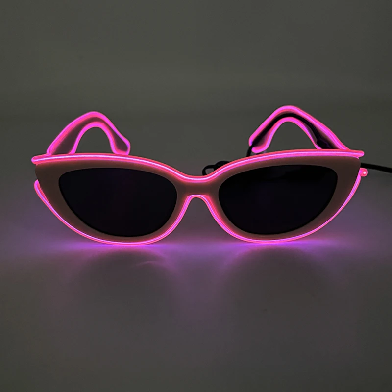 1 pc Pink Neon LED Glasses Costumes Accessory Sunglasses Girls Women Decorative Eyewear Glasses Glow In The Dark Night