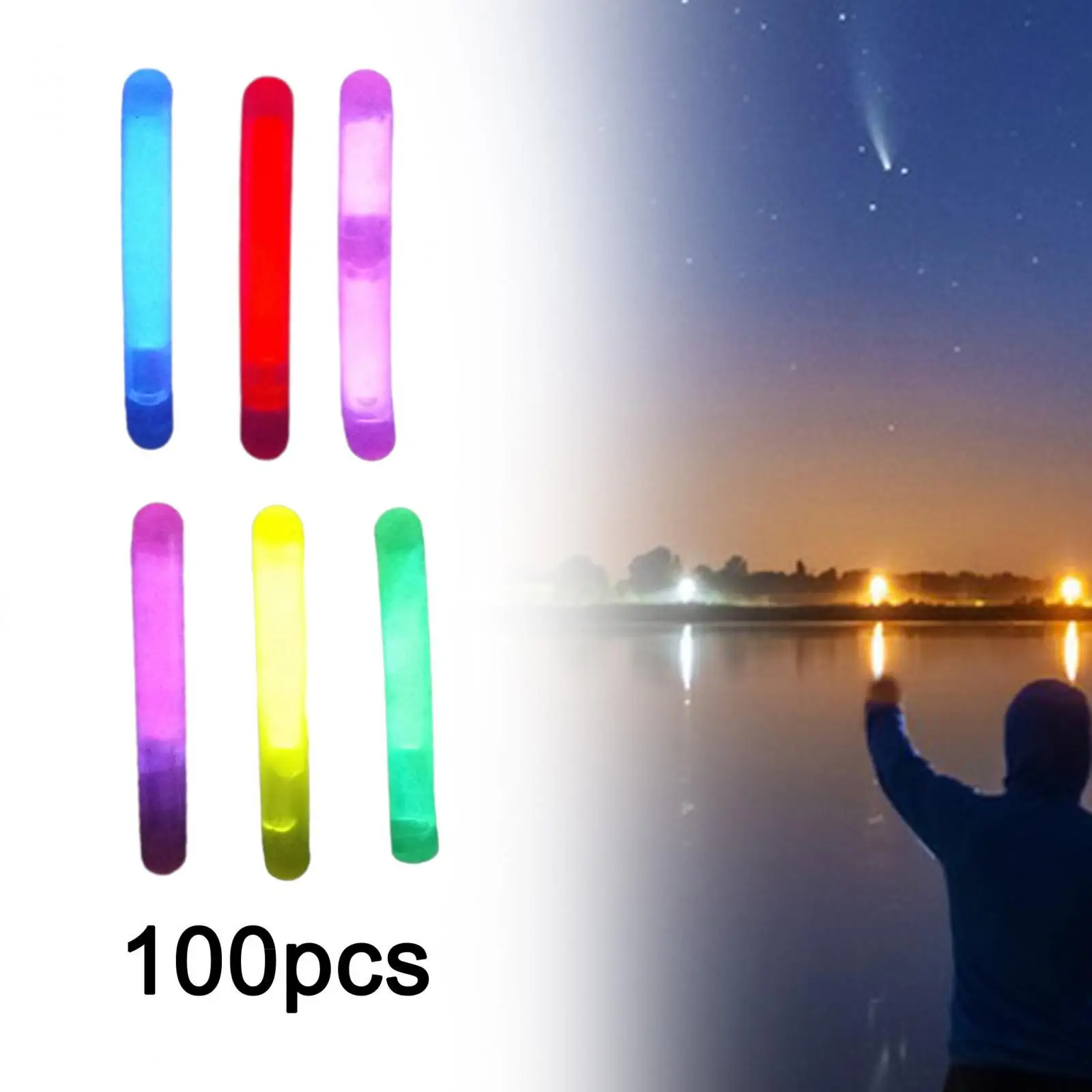 100 Pieces Night Fishing Floats Fluorescent Dia 4.5mm Portable Random Color Lightweight Fishing Glow Sticks for Bobbers Pole