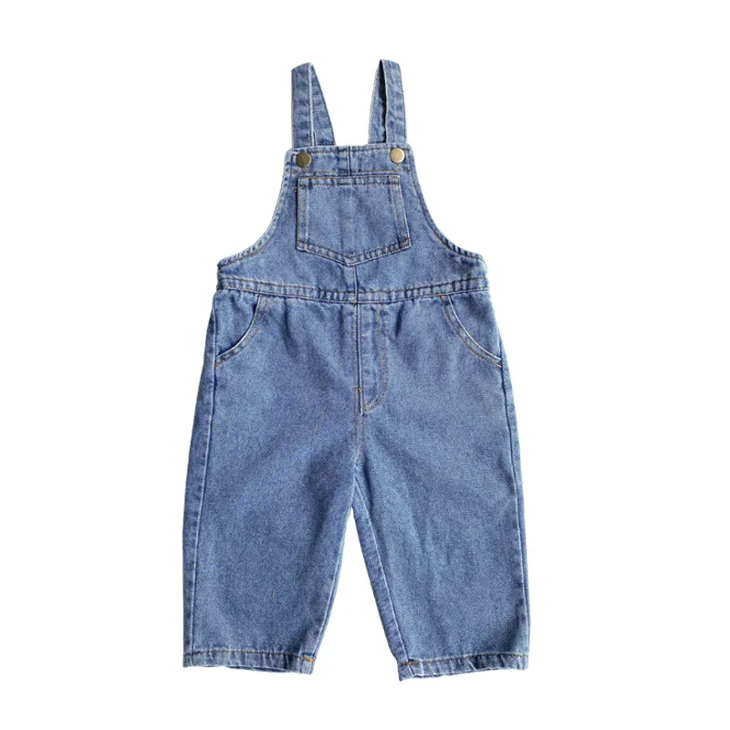 Korean Children Overalls Boys Girls denim Pants Spring Summer all-match Jeans toddler kids Loose Jumpsuit