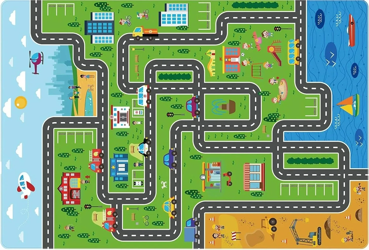 Playful City Traffic Route Carpet Interactive Rug Living Room Bedroom Rug Kid Playmat Parent-child Activity Rug Christmas Gifts