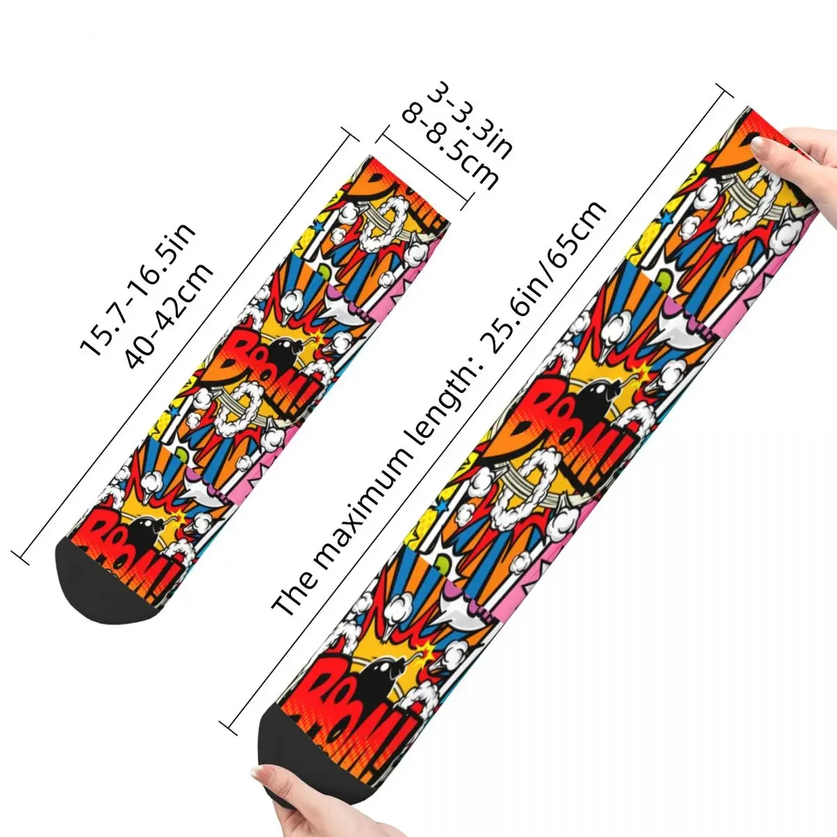 Autumn Winter Hip-hop Men\'s Women\'s Superheroes Comic Book Collection Pop Art Quotes Socks Breathable Basketball Socks