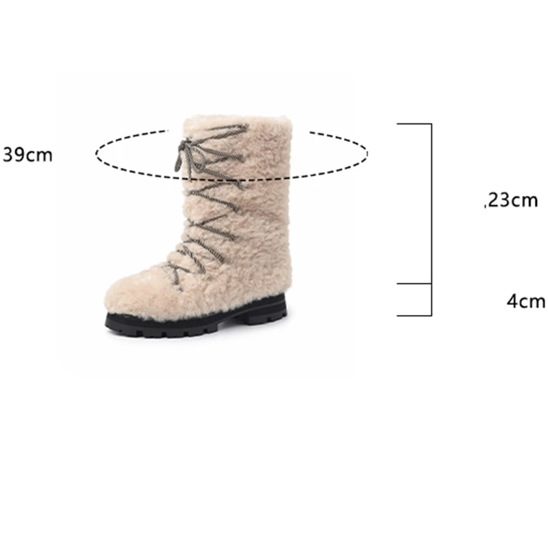 ANOVISHANA 2027 Warm Plush Snow Boots Winter Fur Women Midcalf Boots 4cm Square Heel AntiSlip Outdoor Round Toe Strap Big 40