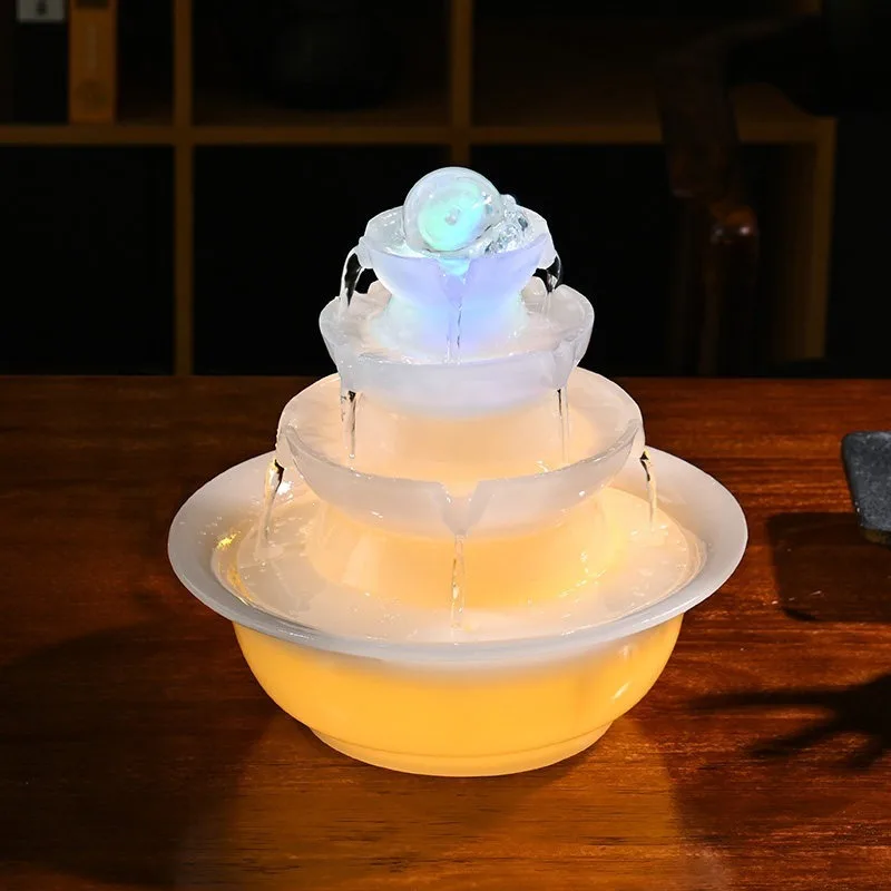Desktop flowing water ornament lucky circulation water feature fish tank living room office niche high-end feng shui wheel decor