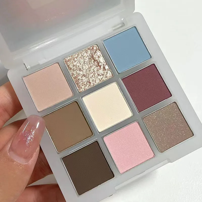 9 Colors Eyeshadow Palette Pearlescent Matte Grey Purple Eye Shadow Makeup Palette Glitter Eye Pigment Palett Eyes Makeup