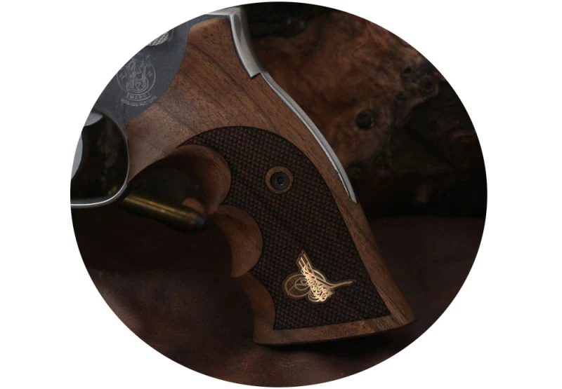 KSD Brand Smith Wesson K/L/X - Frame Round Butt Compatible Walnut Grips Diamond