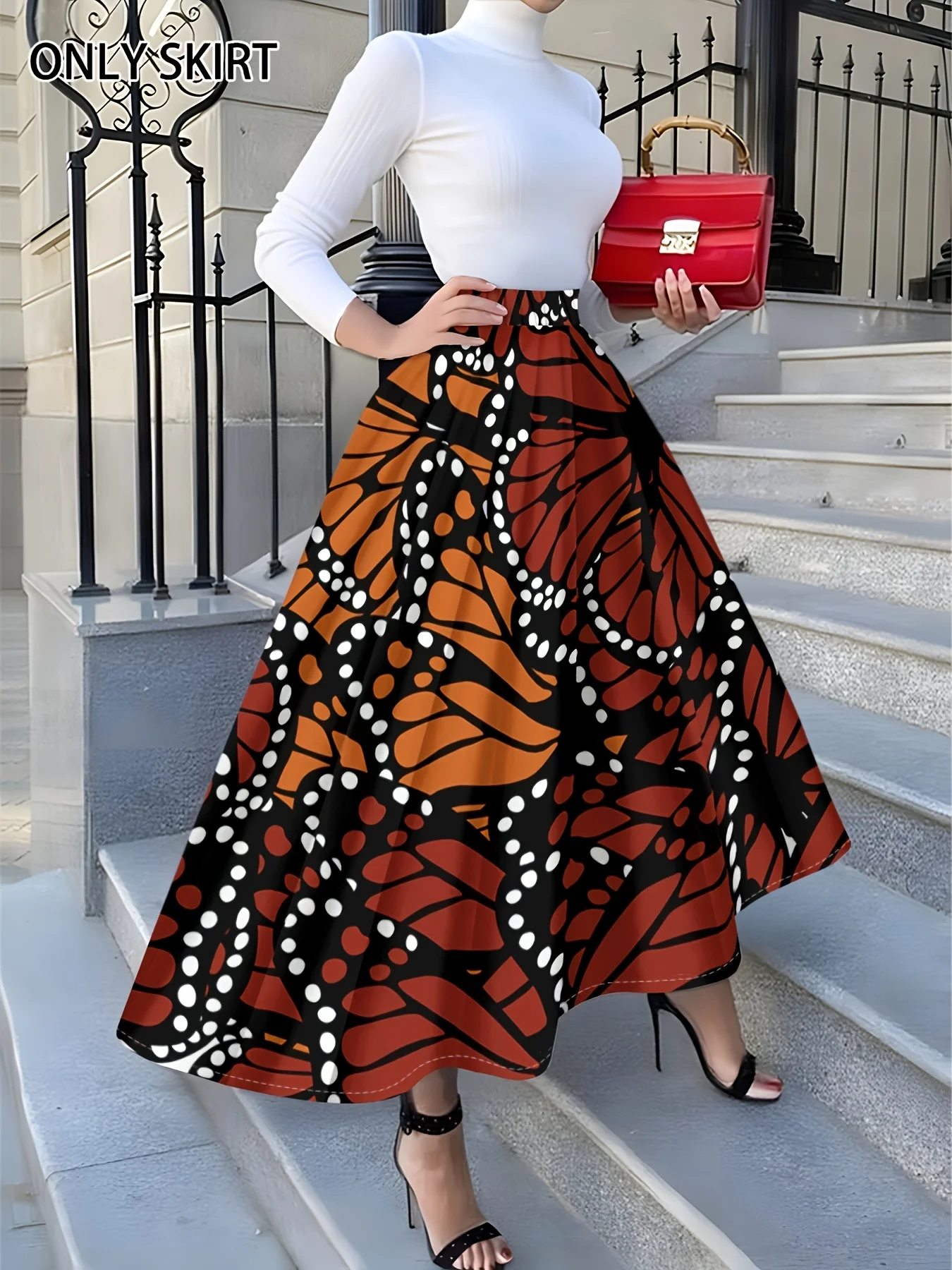 Printed Design Vacation style butterfly wing printed skirt