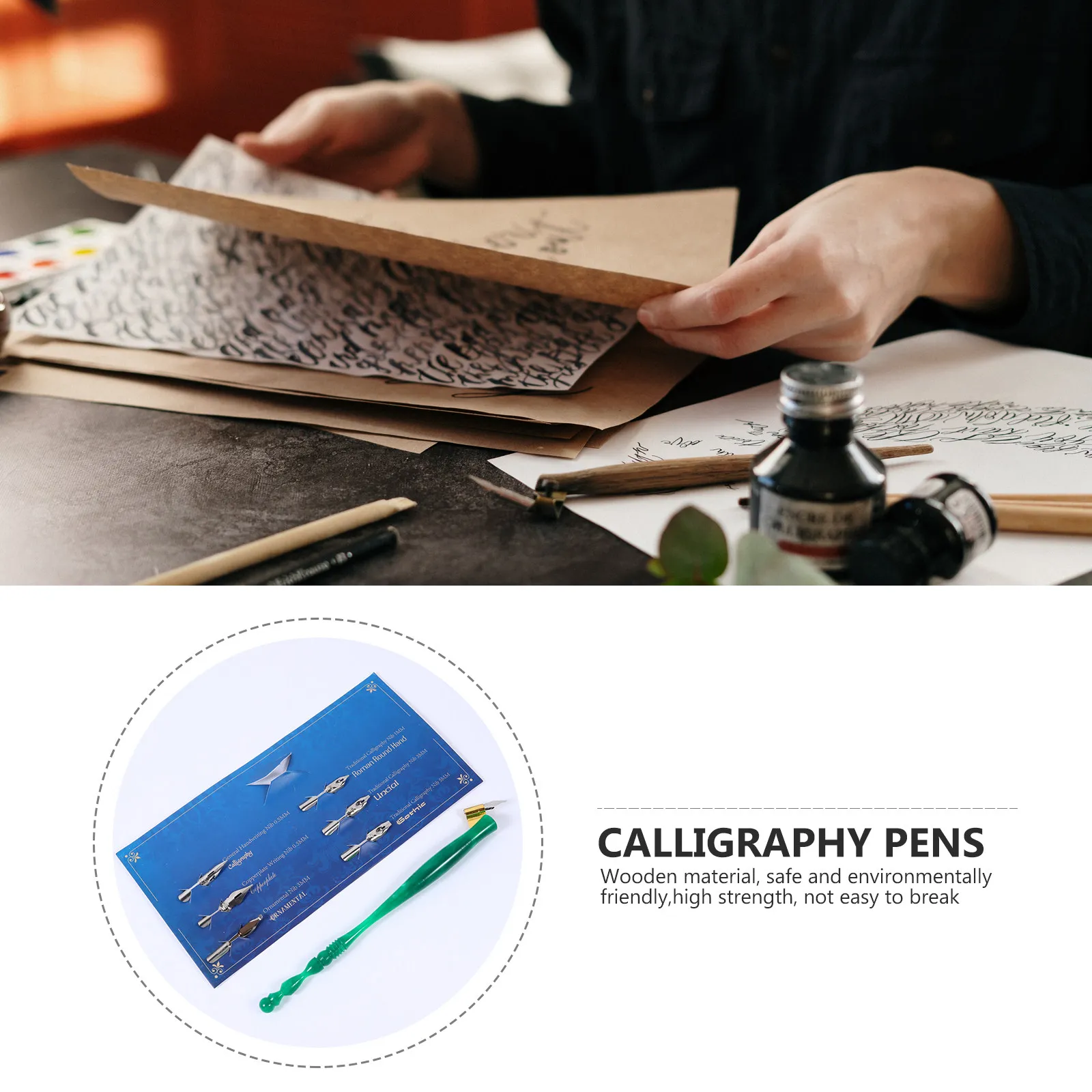 1Set Dip Pen Vintage Calligraphy Pen Set Multiple Nibs Smooth Writing Starter Kit Elegant Gift for Students Teachers Fans
