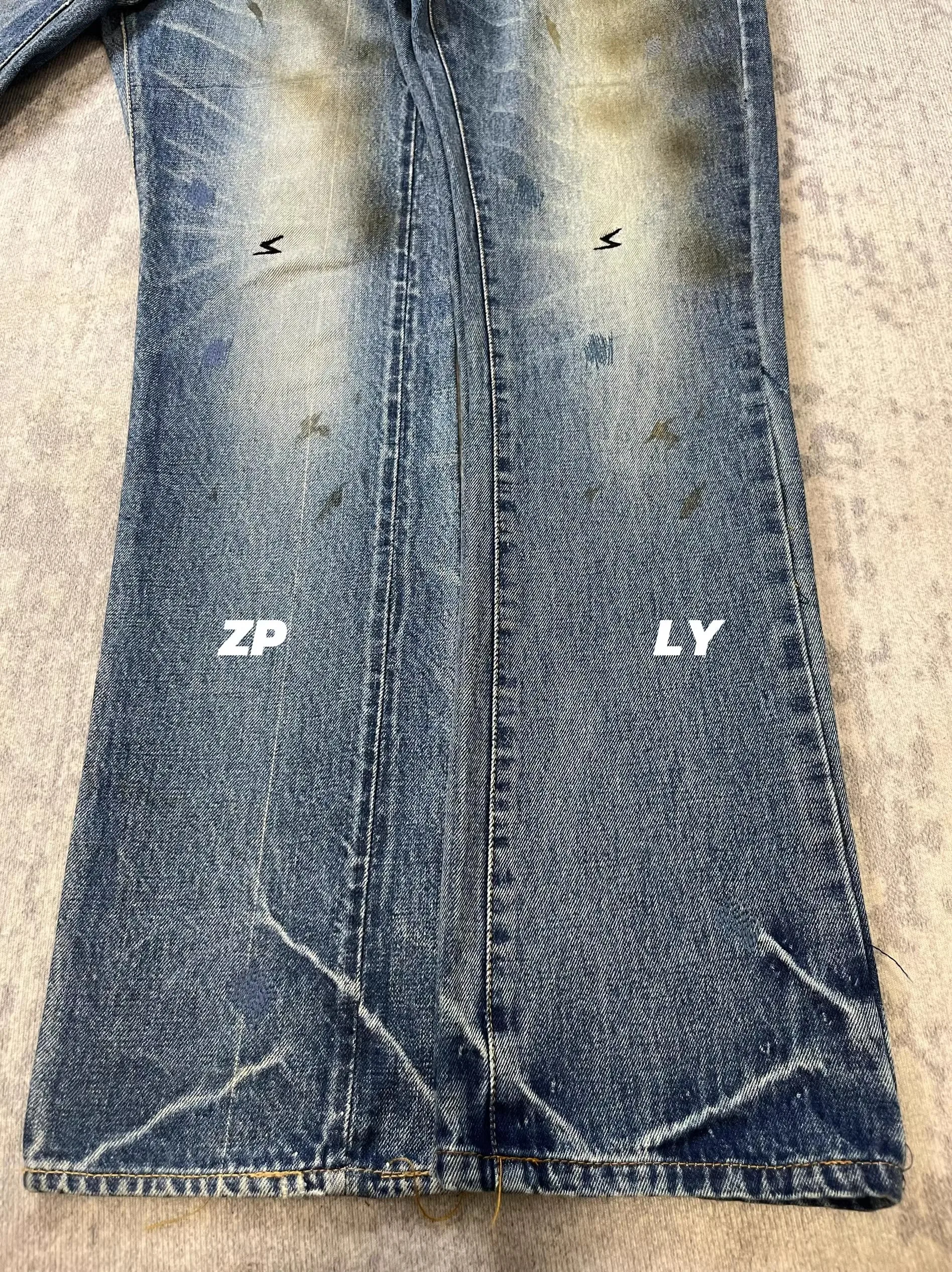 العلامة التجارية الجديدة Undercover شخصيات متعددة تناسب مستقيم بانت الجينز القطن الدنيم السراويل الراحة جينز غير رسمي حجم 1 2 3 # N189 #3