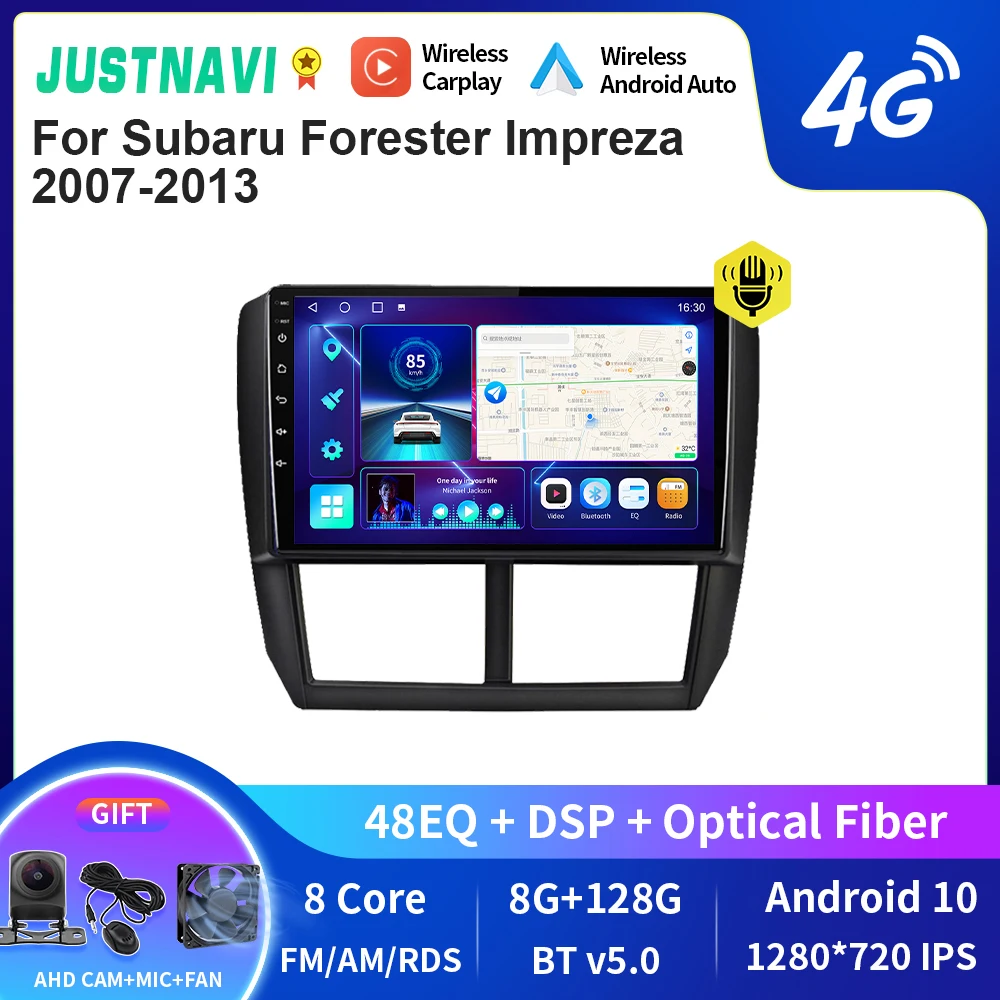 

JUSTNAVI QT10 Android 10.0 Car Radio For Subaru Forester Impreza 2007-2013 Car Multimedia Video Player 2din Carplay GPS Navi