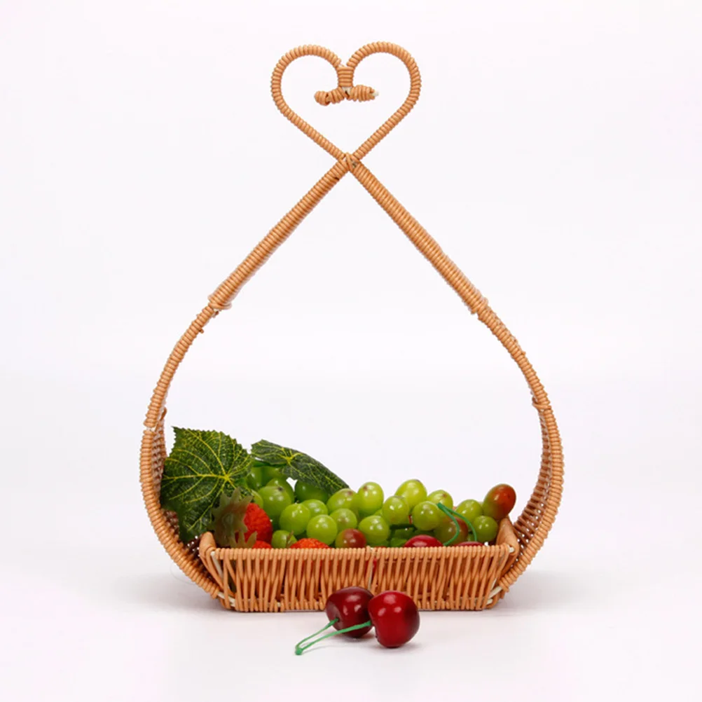 

H woven Storage Basket Plastic Rustic Retro Dust Proof Smooth Edges Portable Picnic Fruit Container Moon Cake Gift Box Easter