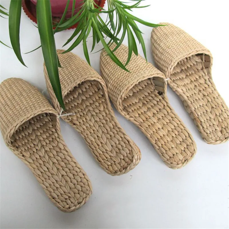 2023 New Products Hand-woven Straw Ladies Slippers Creative Stage Hotel Environmental Protection Slippers Couples Indoor Home