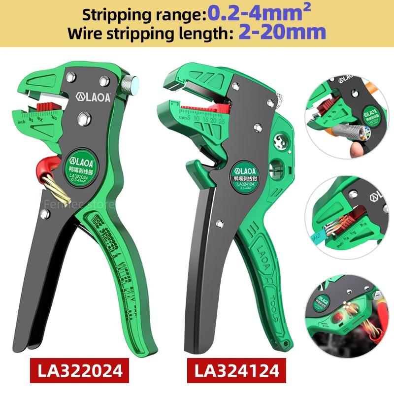 

LAOA Wire Stripper Tools Cable Cutting Nippers Adjustable Electrician Pliers LA322024 LA324124 Flat Wire Duckbill Stripping Tool