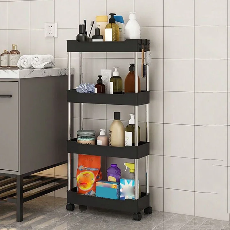 1pc 3/4 Tier Rolling Storage Cart High Capacity Storage Shelf Movable Gap Storage Rack Kitchen Bathroom And Livingroom Organizer image 4