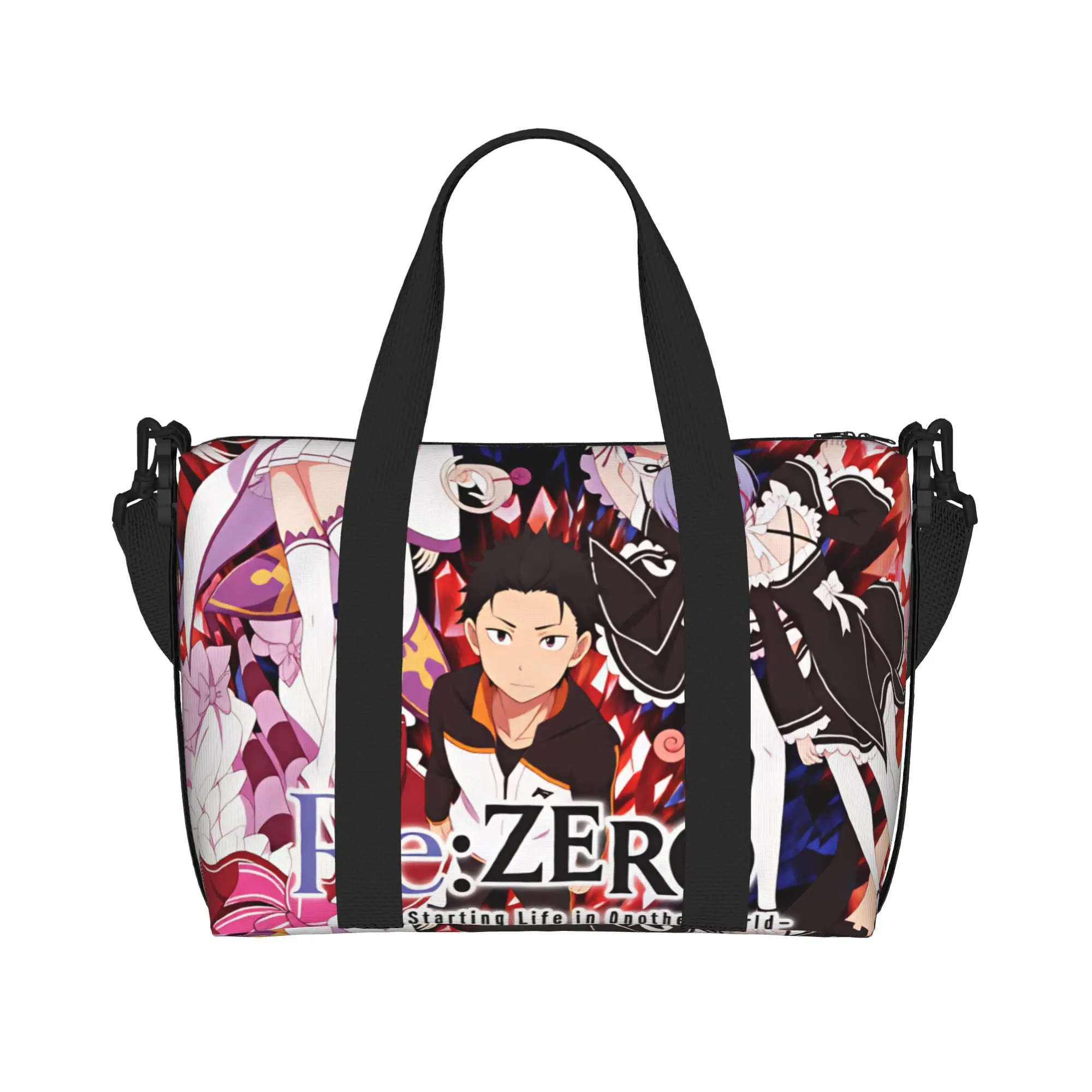 Anime Rem Emilia R-Re:ZERO Beach Tote Bag Women Extra Large Gym Carry On Starting Life in Anothers Worlds Travel Shopping Bags