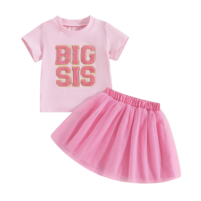 Big Sister Outfits For Toddlers Girls Kids Big Sister T-Shirt Tulle Tutu Skirt Dress Sister Matching Clothes Set