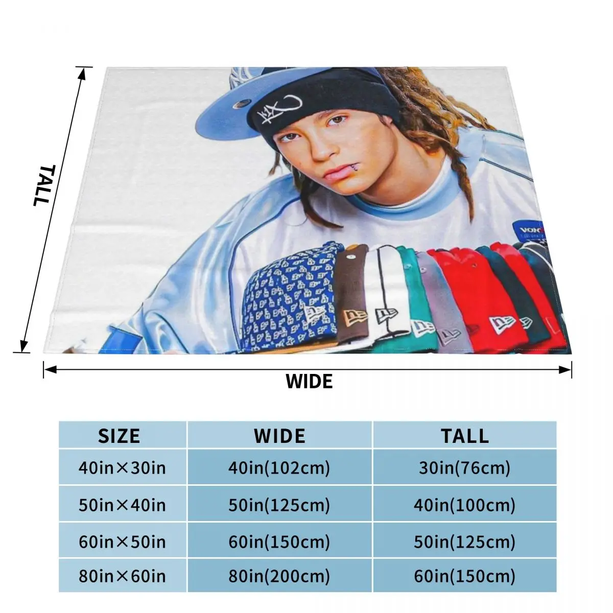 Tokio Hotel Tom Kaulitz Blankets Soft Warm Flannel Throw Blanket Bedspread for Bed Living room Picnic Travel Home Couch