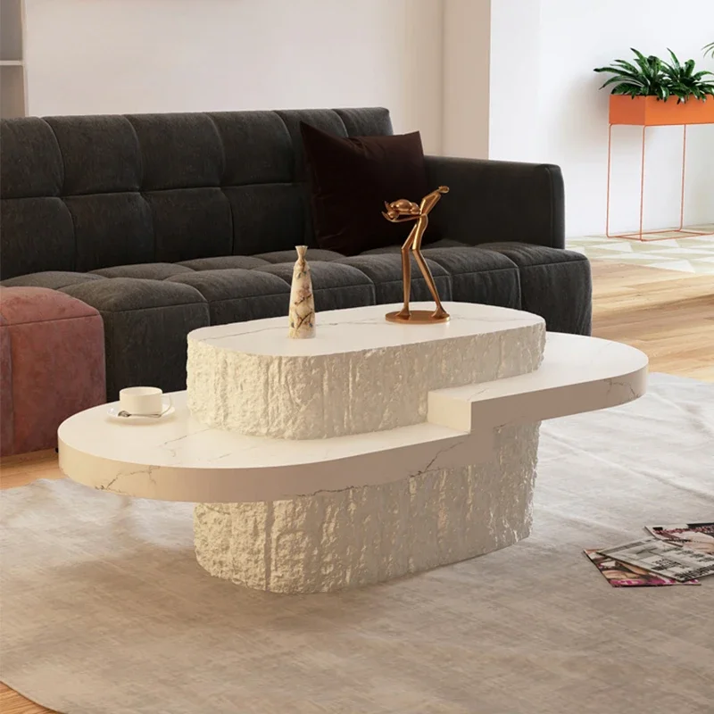 Natural stone coffee table simple modern living room sofa oval creative coffee table