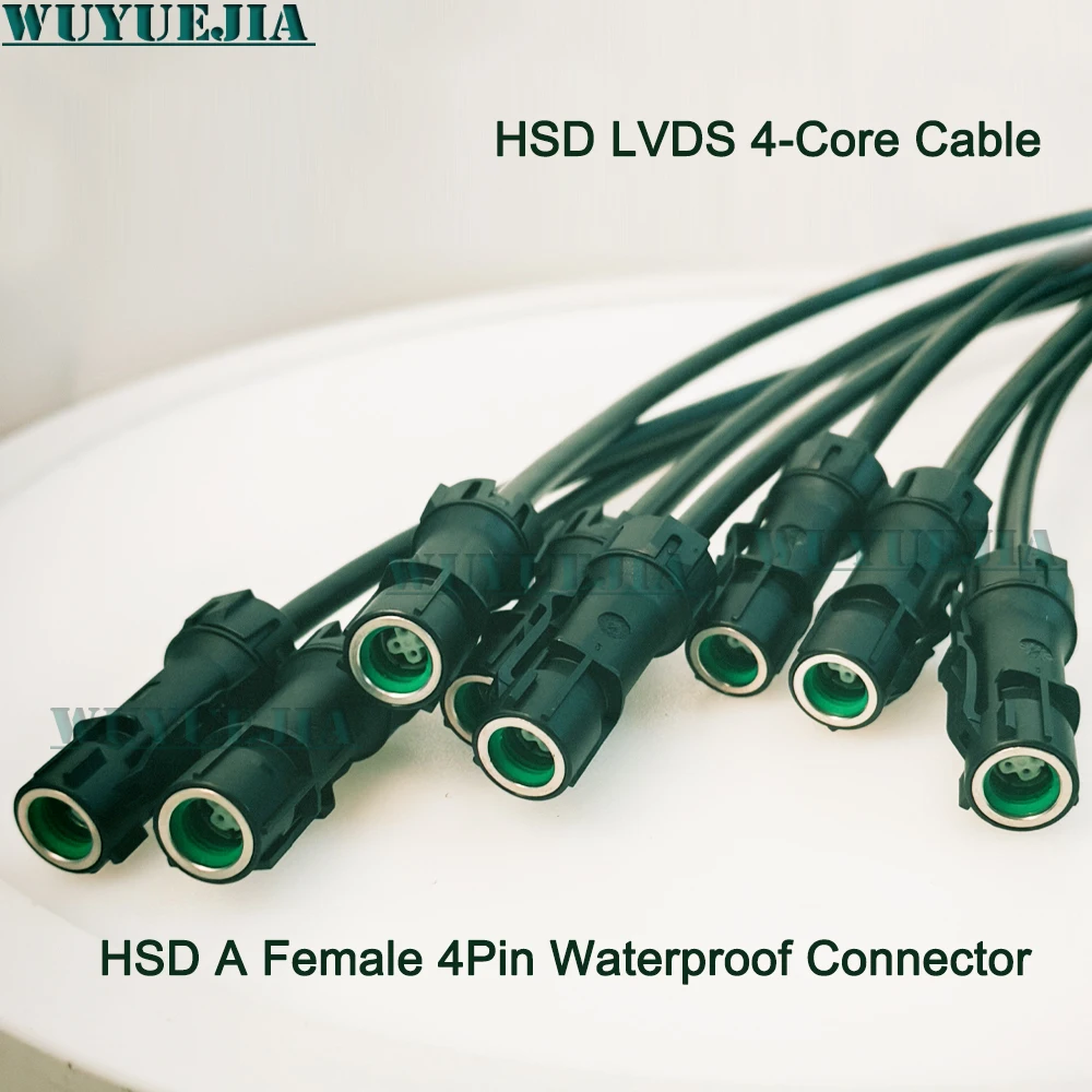 HSD LVDS 4pin Waterproof Code A Female Jack Connector 360-degree panoramic Dacar 535 LVDS reversing image line for Mercedes-benz
