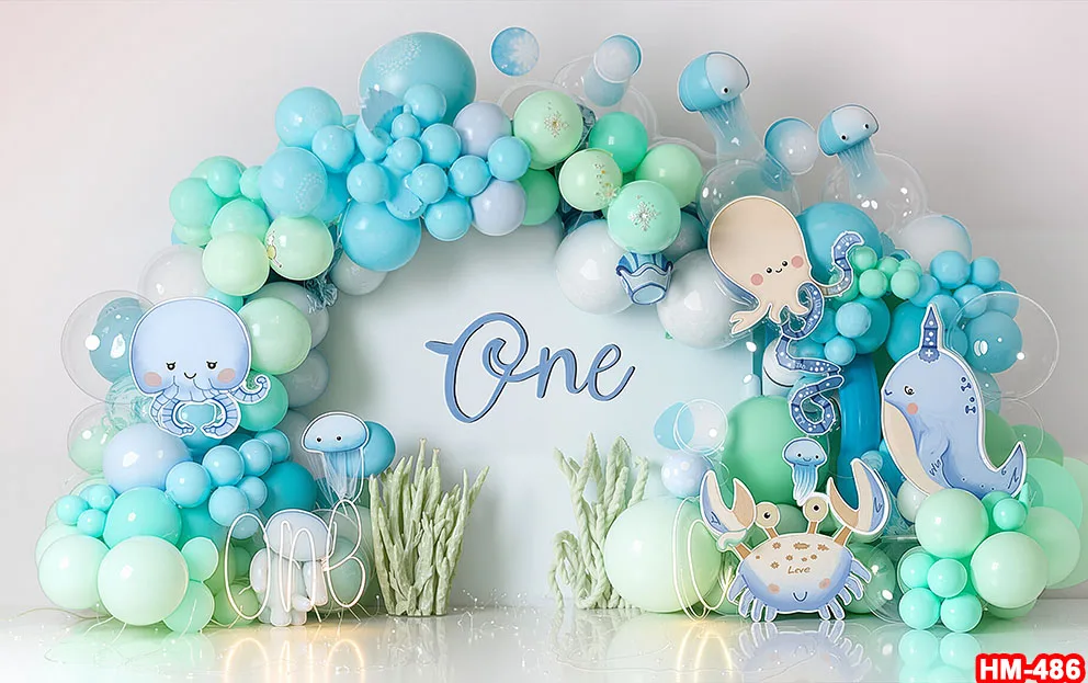 Under The Sea Kids Birthday Background Dolphin Shark Mermaid Boys Birthday Party Decor Baby Shower Backdrop Banner Photo Studio