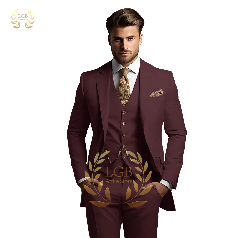 Smoking de Mariage Personnalisé pour Homme, Tenue de Bal, 3 Pièces