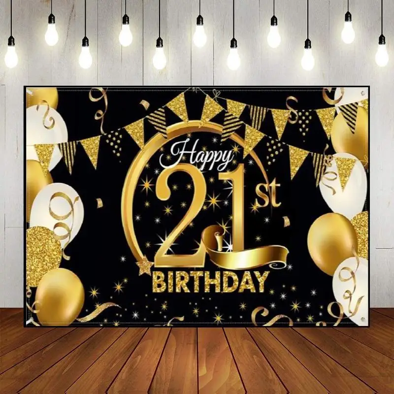 Man Woman Balloon Background Party Backdrop Banner 21year Custom Happy 21th Birthday Photography The Breath of Youth Decoration