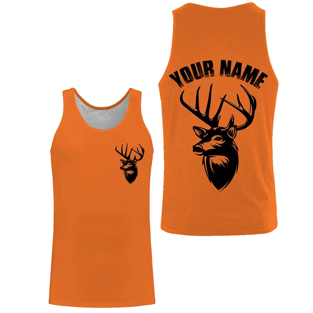 Custom Diy Deer Hunting Tank Top Teal Camo Pattern 3d Print Buck Head Design Personalized Name Sleeveless Shirts For Hunters