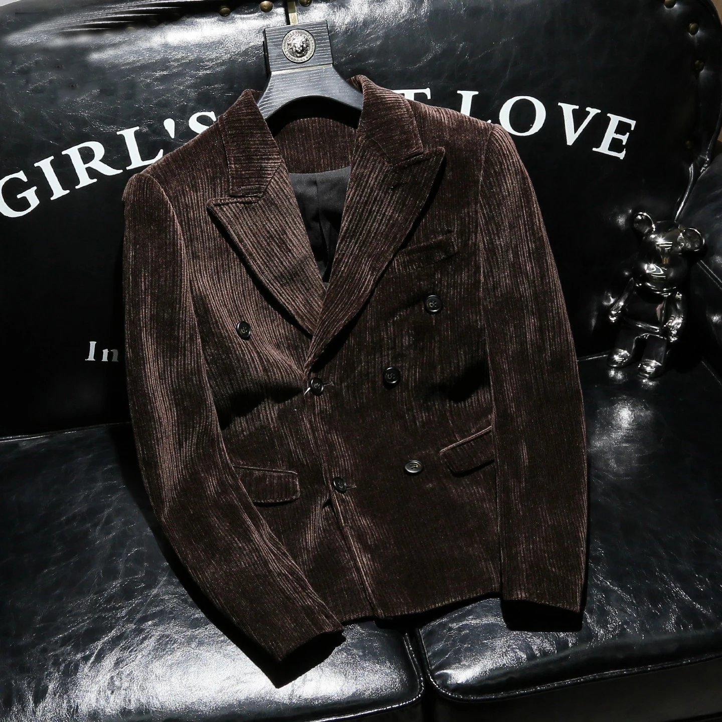 سترة بدلة سميكة من الشنيل للخريف والشتاء للرجال، نمط كوري عصري، ناضج ومتعدد الاستخدامات، سترة بدلة ثنية للتنقل #1