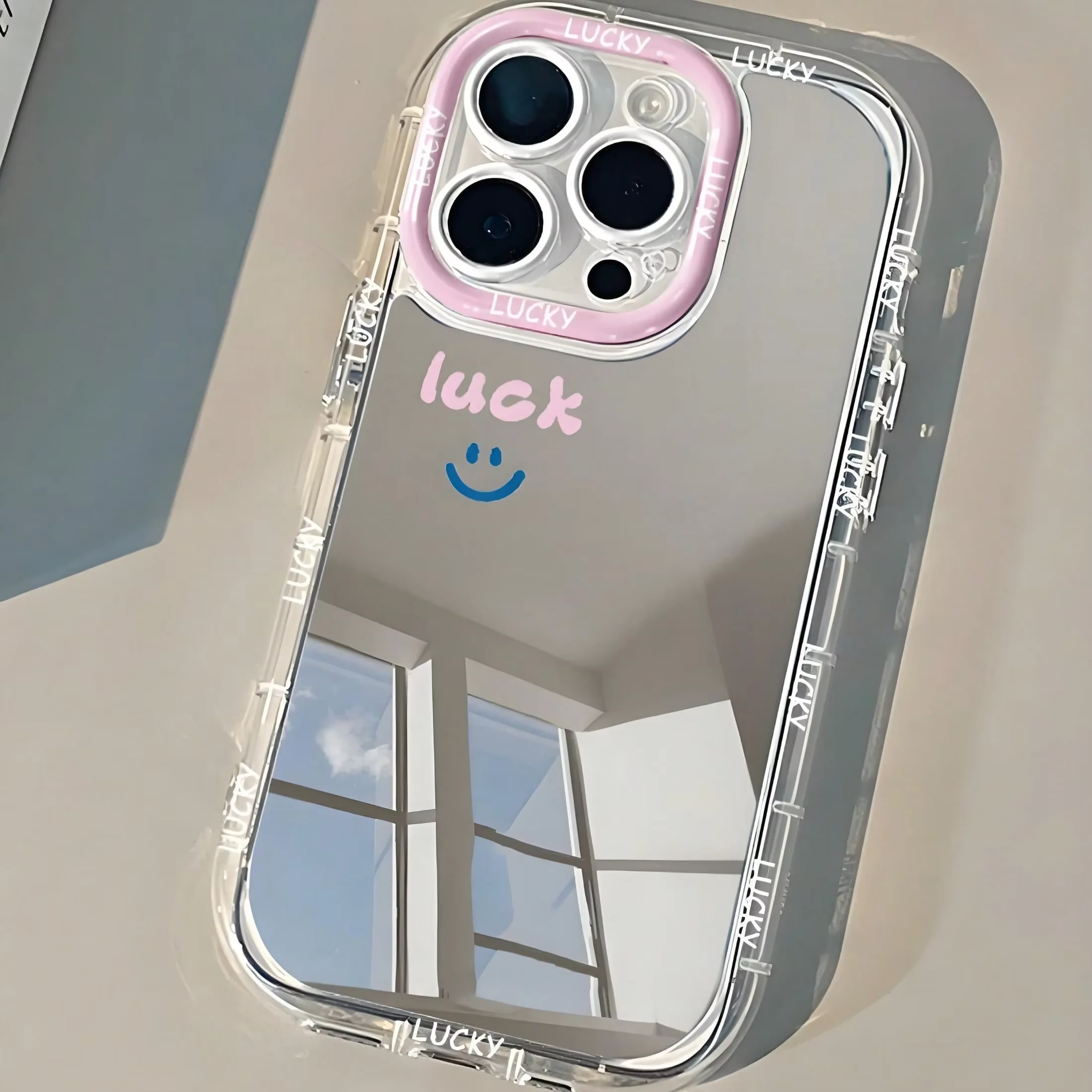 

Чехол для телефона Lucky Mirror для iPhone 17AIR 11, 12, 13, 14, 15, 16, 17 Pro Max Plus, креативный цветной чехол с кольцом для объектива, анти-падение, жесткий чехол 1,5 мм