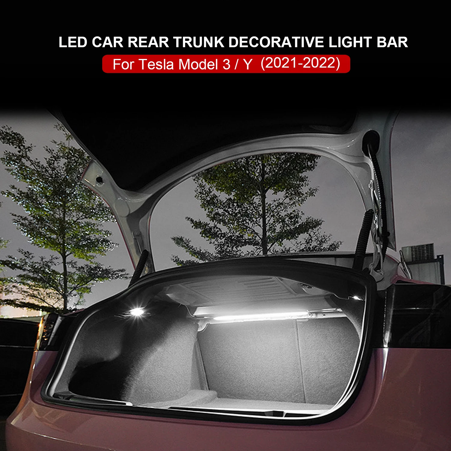 LED Trunk Light for Tesla Model 3 Brightening Lighting Atmosphere Light Interior Modification Decorative LED Light Accessory