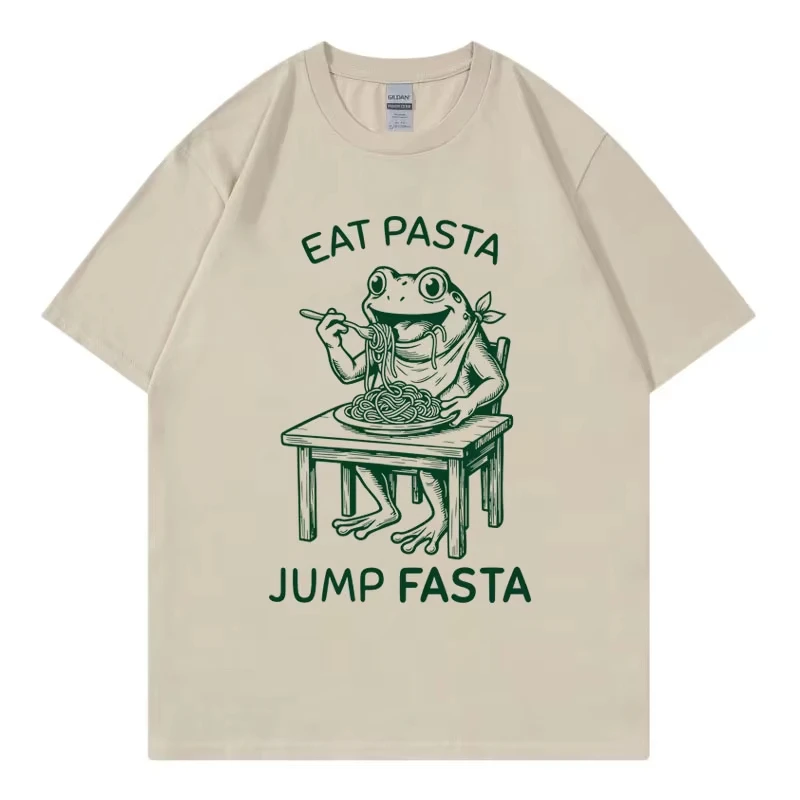 Eat Pasta Jump Fasta Funny Fitness Frog T-shirt Men Women Fashion Vintage Short Sleeve T Shirt Summer Casual 100%cotton T-shirts