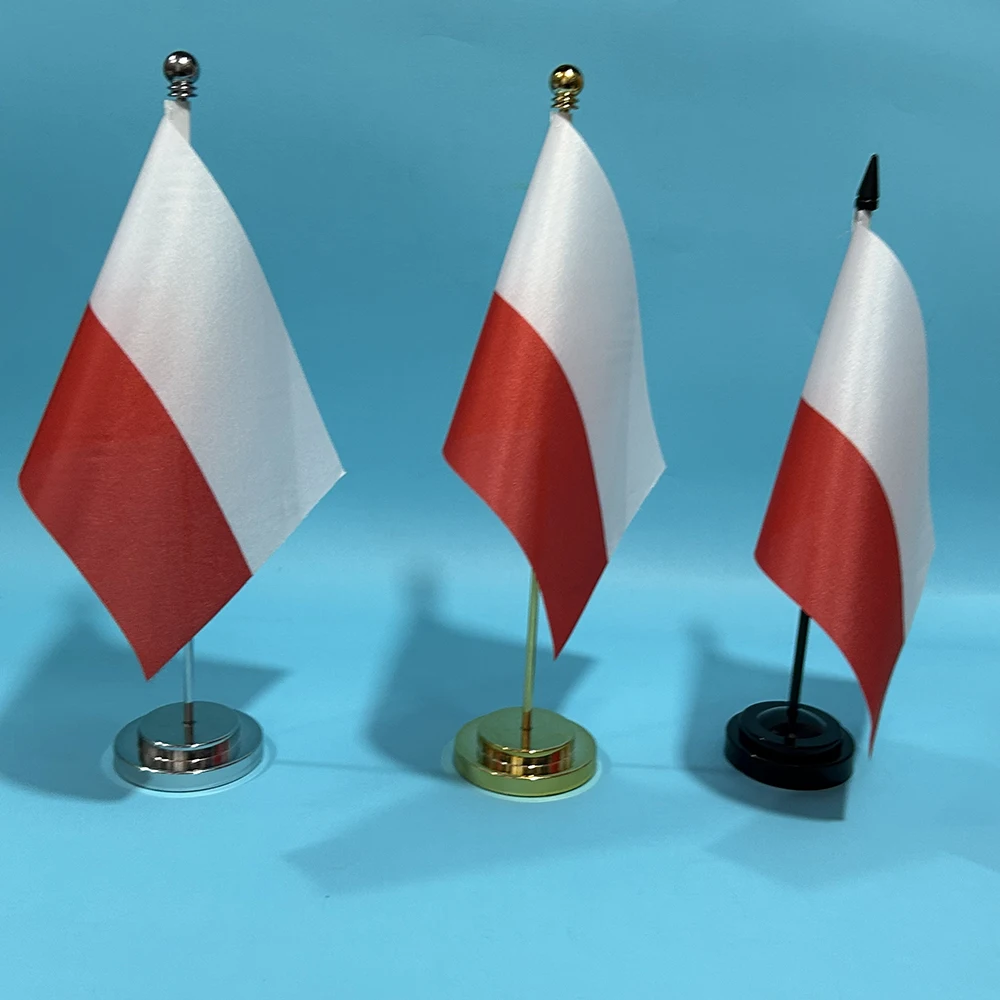Office Desk Flag of Poland Flag 14x21cm Polyester Table Decoration Banner PL Poland National Flag Desk Ornaments Flags