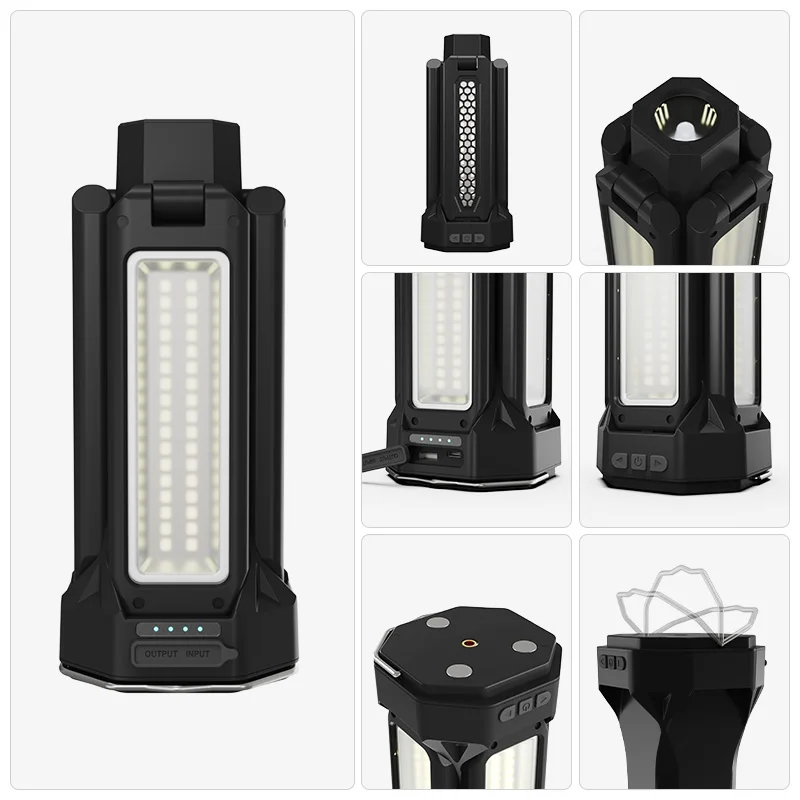 LED Camping Lantern Outdoor Waterproof Telescopic Flashlight Portable Rechargeable   Light 1200 Lumens RGB Color Temp