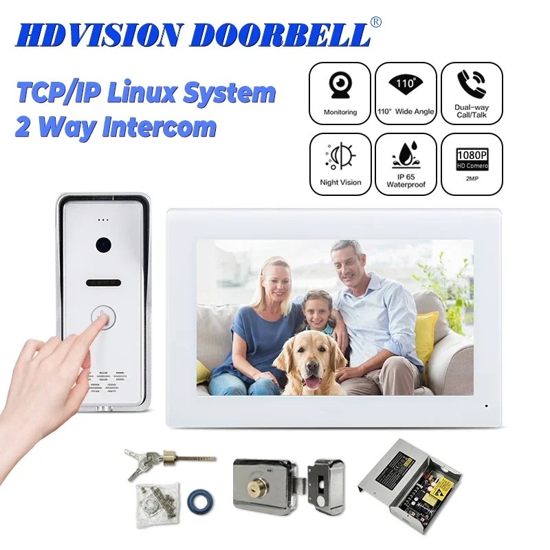 

Secure and Smart IP Wired Video Phone Doorbell Intercom System with Night Vision Remote Unlock Monitor Function