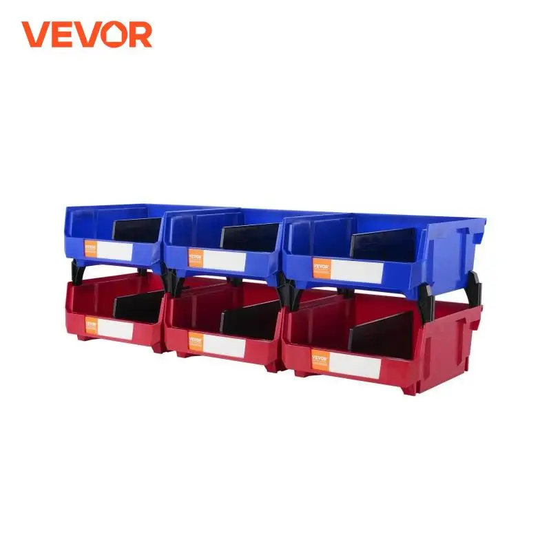 VEVOR 6/12/24pcs Garage Storage Bin Hanging Stackable Wall Mounted Organizer Bin Stacking Containers for Closet Kitchen Office