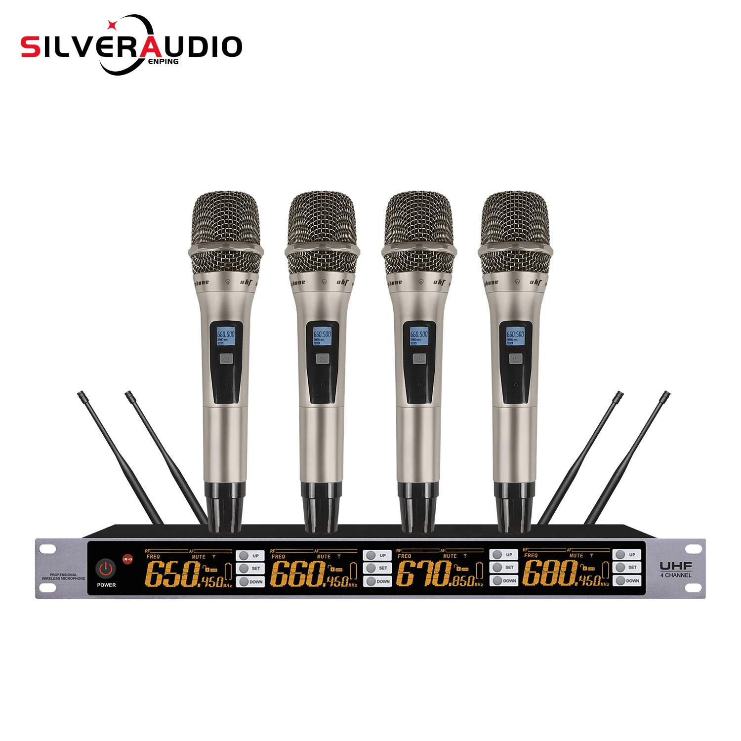 GAW-BR808 professional microphone with infrared to frequency UHF wireless 1 to 4 microphones suitable for stage KTV