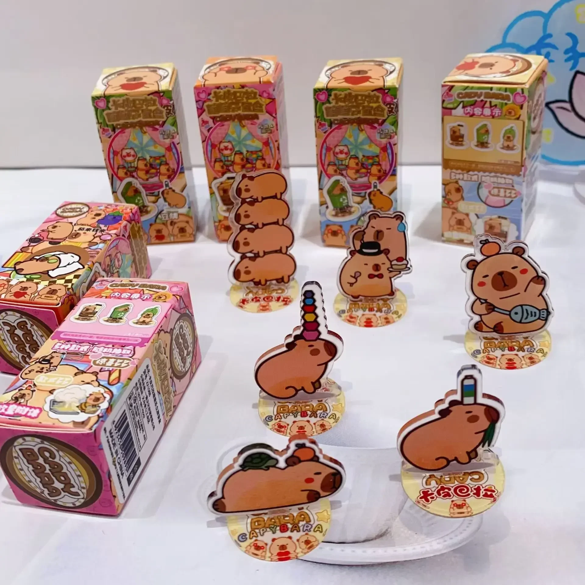 55Pcs/Box  New Anime Capybara Figure Cosplay Acrylic Stands Animal Cartoon Model Plate Fans Decor Cosplay Children's Day gift