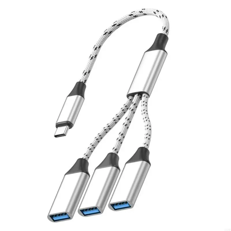 462E Braided USB Type C OTG Splitter 3 Devices Simultaneous Charging Cable