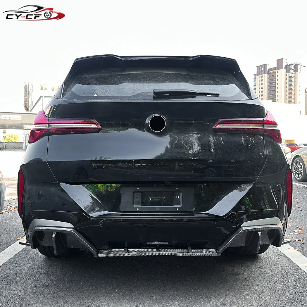 Rear Bumper Diffuser Lip For BMW X3 G45 M Sport 2024+ Carbon Fiber Look/Gloss Black Tail Boot Splitter Spoiler Plate Bracket Kit