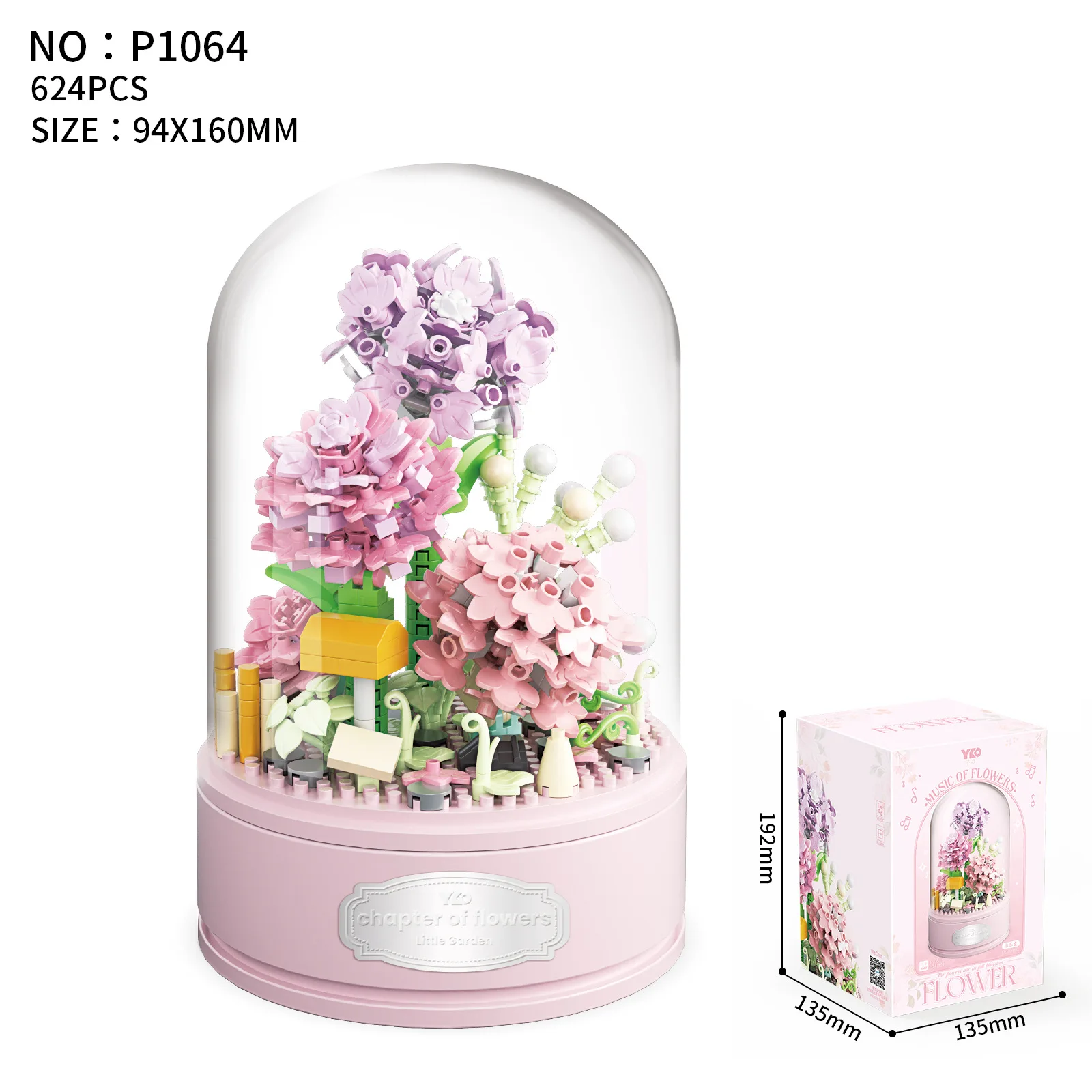 Idea Music Box Micro Diamond Block Flower Building Brick Rose Sunflower Gardenia Carnation Dandelion Nanobrick Toys For Gifts