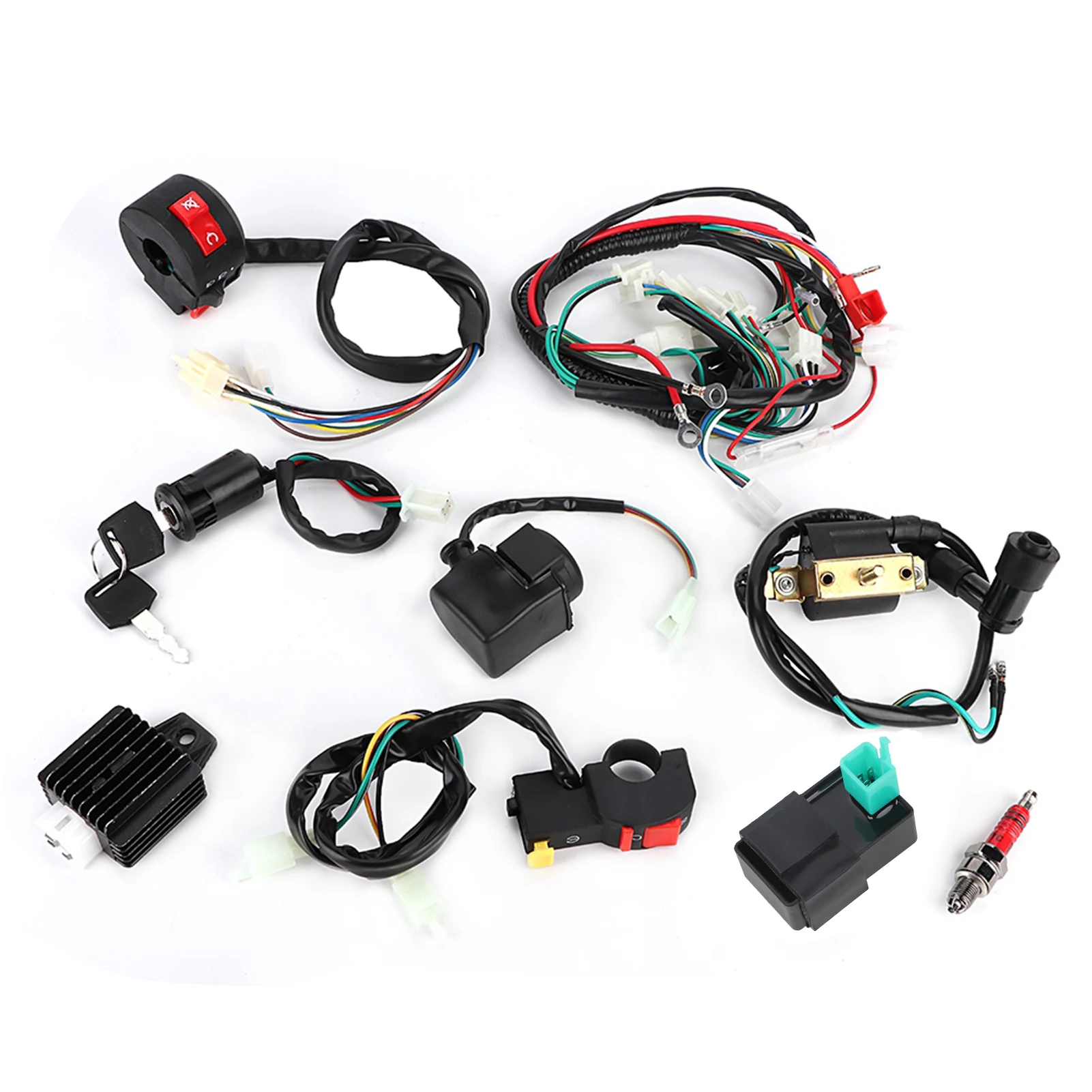 Wiring Harness Solenoid Coil Rectifier CDI Kit Fits For 50/70/90/110/125CC Quad Dirt Bike ATV Go Kart Buggy Accessories